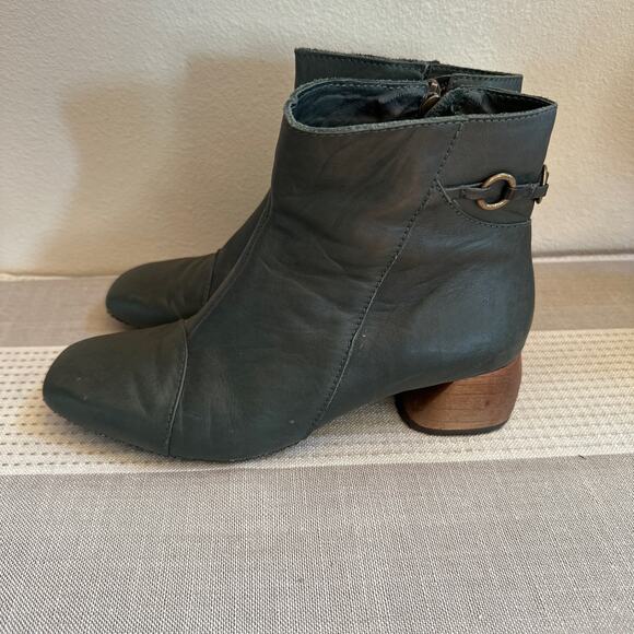 Sergio Tomani Green Leather Eclectic Ankle Boots Size 38/ US 7.5 - Picture 3 of 11